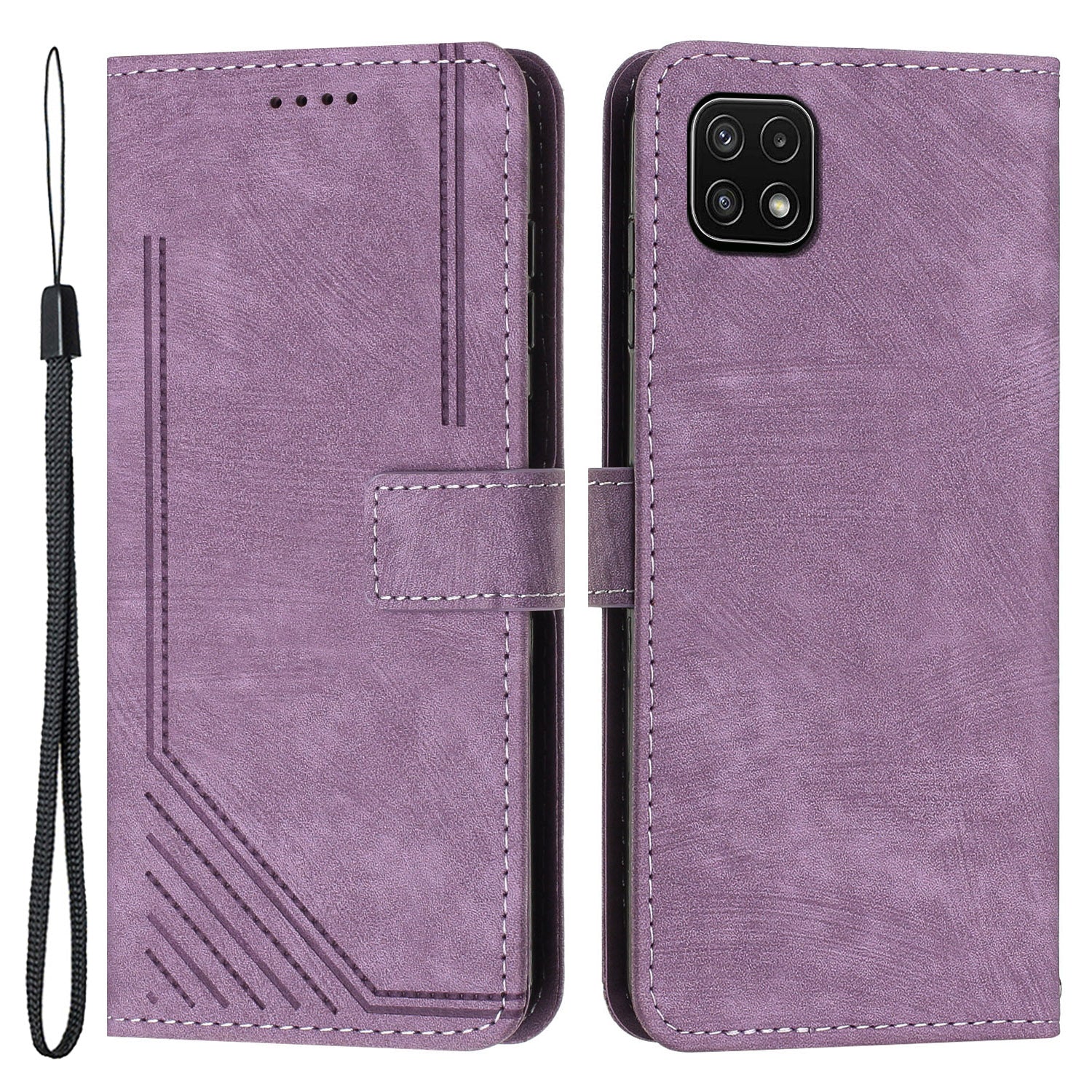 For Samsung Galaxy A22 5G (EU Version) Wallet Phone Case Skin-Touch Lines Imprinted PU Leather Cover For Samsung Galaxy A22 5G (EU Version) Wallet Phone Case Skin-Touch Lines Imprinted PU Leather Cover